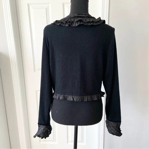 Fresh Fx Beaded Ruffles Open Front Cropped  Cardigan - Picture 3 of 14